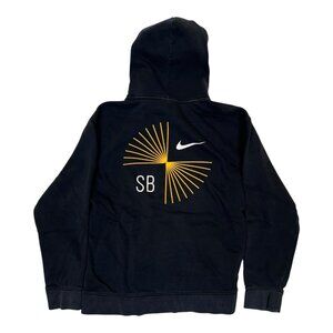Vintage Nike SB Hoodie Sweatshirt Size Large Sun Stripes Y2K Black